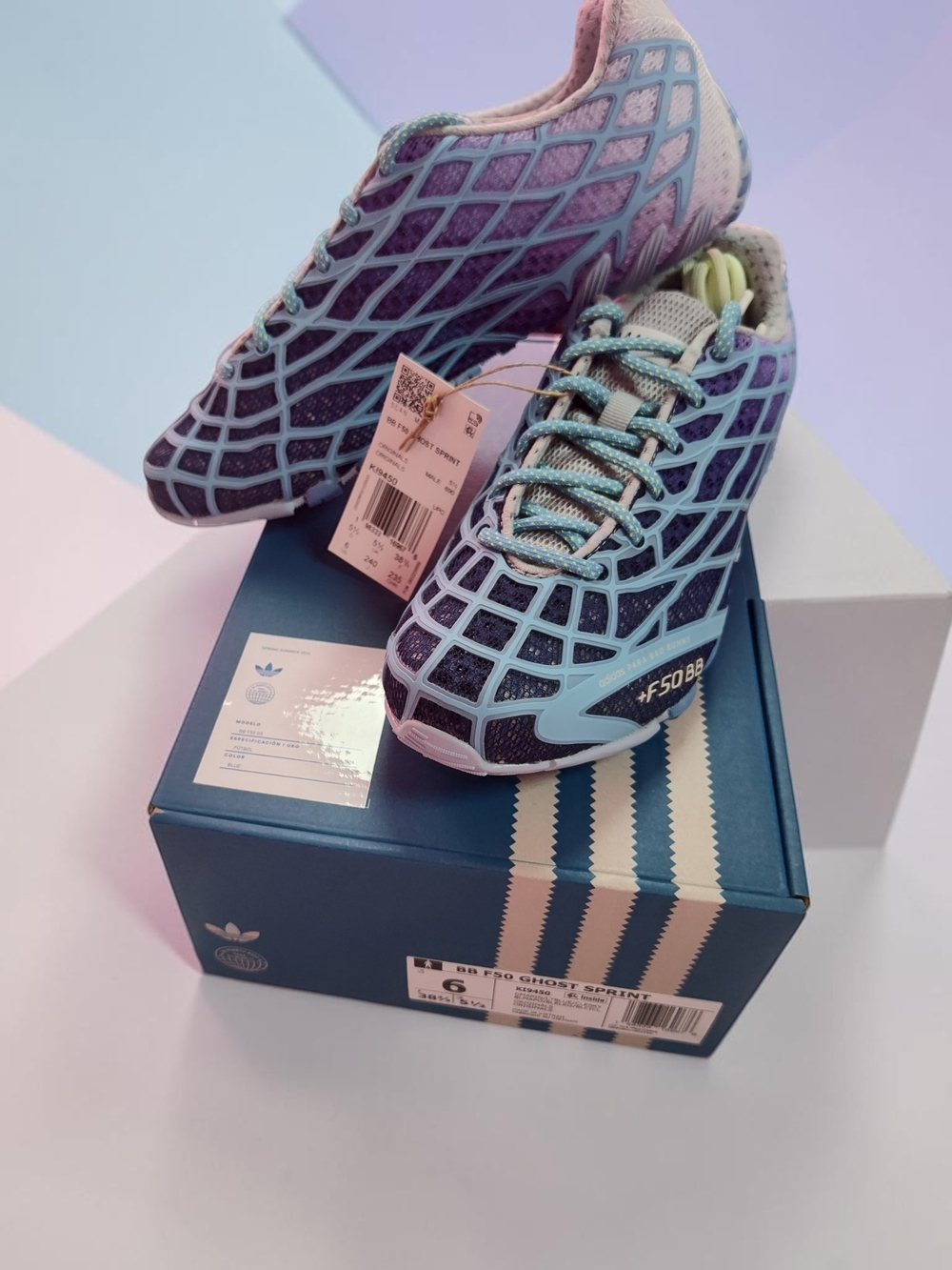 adidas Women's Purple and Aqua Lattice Athletic Sneakers